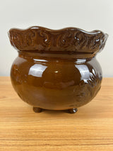 JB Owens 1900s Art Pottery Standard Glaze Four Footed Floral Jardiniere