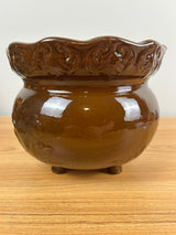 JB Owens 1900s Art Pottery Standard Glaze Four Footed Floral Jardiniere