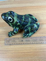 Brush McCoy Art Pottery Green Black Large Open Mouth Frog Figurine 8" Long