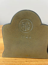 American Encaustic Tile Company AET CO 1926 Child & Bunny Bookend Pair