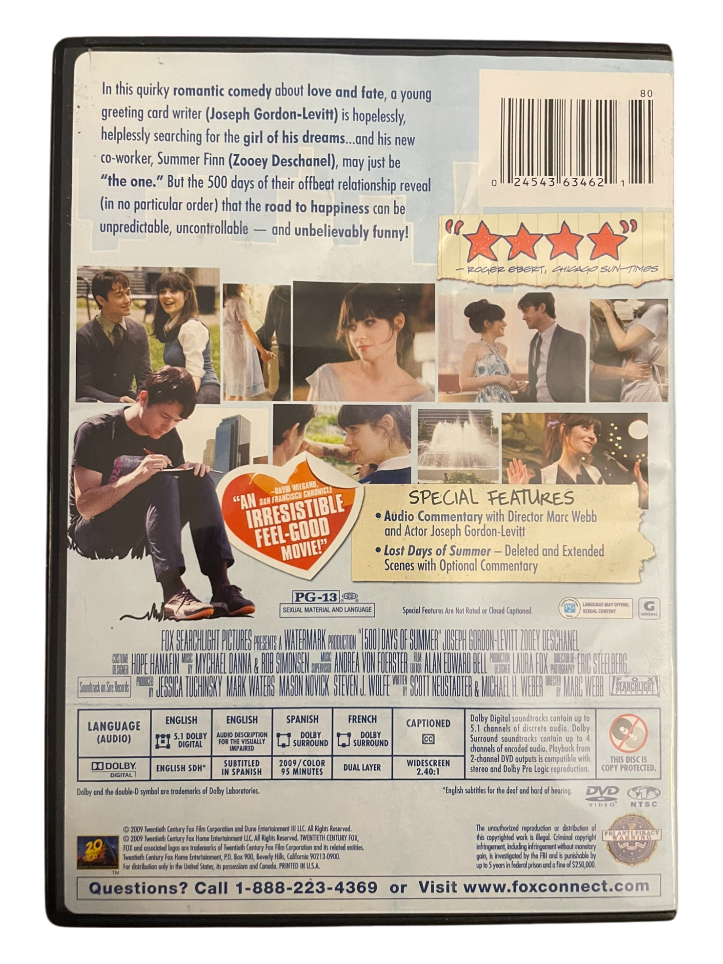 (500) Days of Summer (DVD 2009) Joseph Gordon-Levitt, Zooey Deschanel