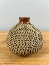 Mata Ortiz Handmade Brown Textured Art Pottery Vase Designed By Fito Tena