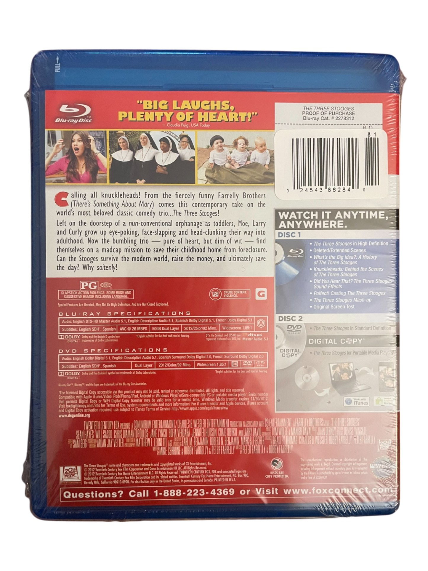 The Three Stooges (Blu-ray Disc, 2012, 2-Disc Set)