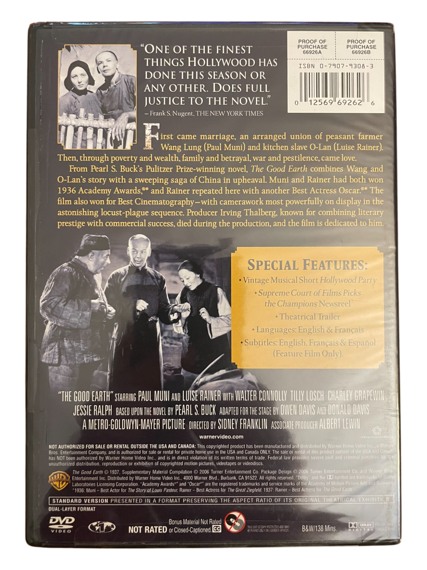 The Good Earth (DVD, 1937) Paul Muni, Luise Rainer, Walter Connolly, New Sealed!