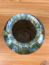 Camark 1920s Arts & Crafts Pottery Green Blue Bright Sasnakra Glossy Cabinet Vase