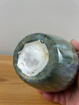 Camark 1920s Arts & Crafts Pottery Green Blue Bright Sasnakra Glossy Cabinet Vase
