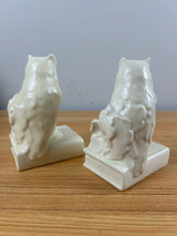 Rookwood Pottery 1934 & 1942 White Owl Bookends 2655 McDonald
