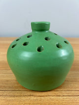 Cherokee Pottery Matte Green Art And Crafts Flower Frog Vase