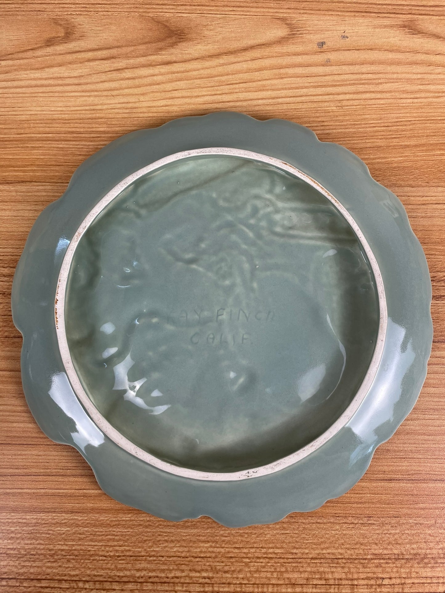 Kay Finch Ceramics Pottery Embossed Vegetable Platter Plate California Pottery