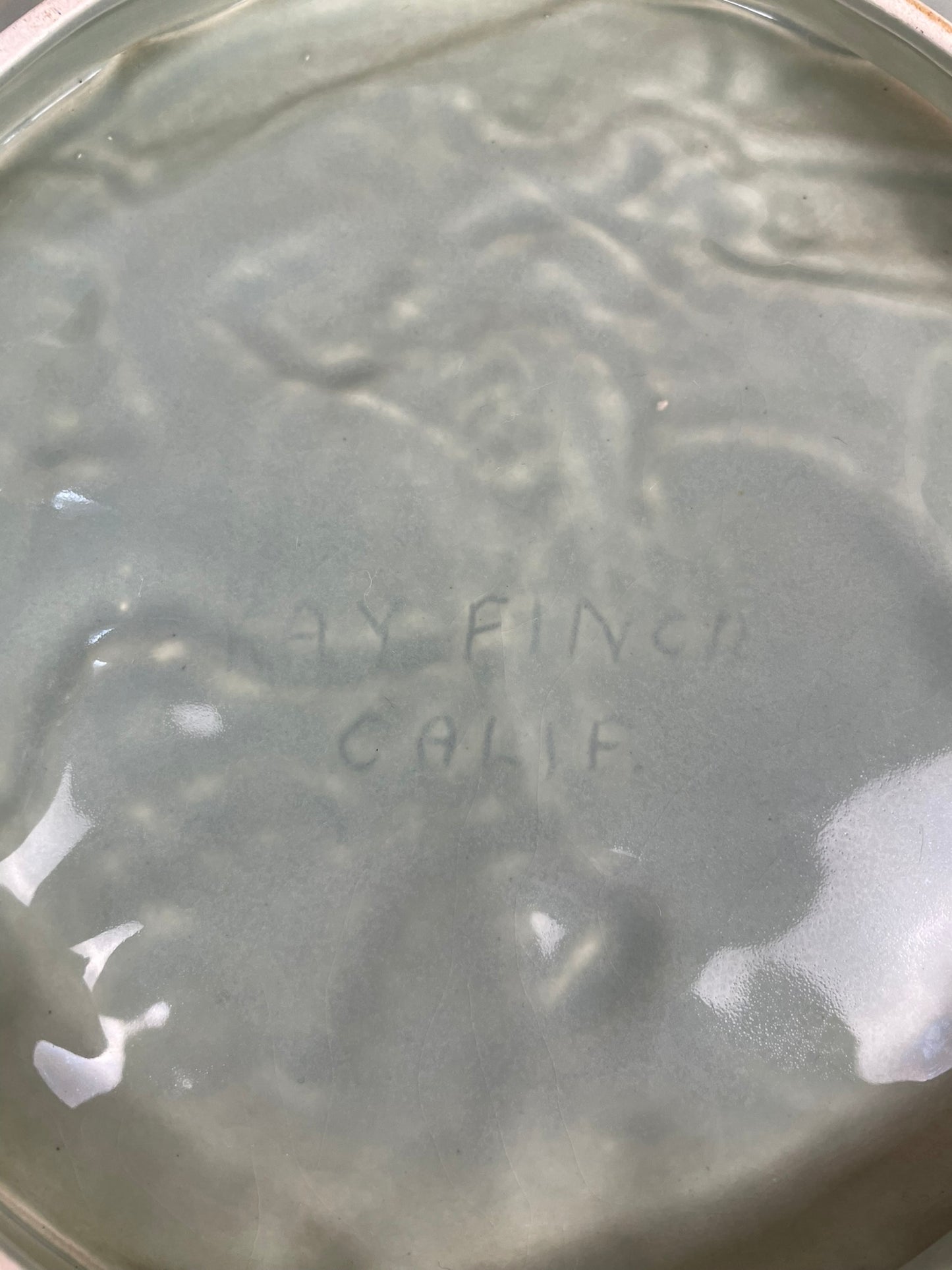 Kay Finch Ceramics Pottery Embossed Vegetable Platter Plate California Pottery