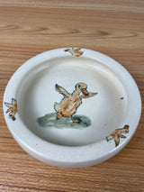 Antique 1920s / 30s Weller Pottery Rolled Edge Hand Painted Duck Baby Plate bowl