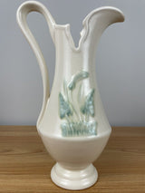 HULL ART POTTERY CALLA LILY 506-10" EWER GLAZED WHITE & GREEN VINTAGE PITCHER