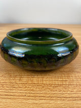 Herman Kahler Vintage Danish Green Pottery Bowl Made in Denmark Marked Signed