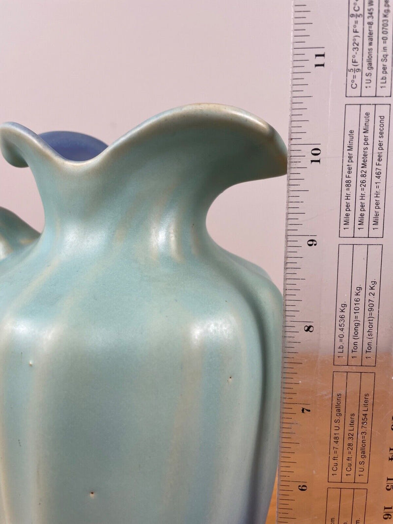 Weller Art Pottery Lido Vase Light Blue To Dark Blue Fade  Swirl Pitcher 10.5”