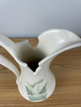 HULL ART POTTERY CALLA LILY 506-10" EWER GLAZED WHITE & GREEN VINTAGE PITCHER