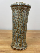 Vintage Brian Beam Dripping Green Ash Glaze Art Pottery 8.5" Tall Vase