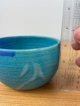 JT Abernathy art pottery Blue Wave Bowl signed, Ann Arbor, Cranbrook 3" Tall