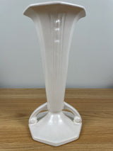 ROSEVILLE ART POTTERY RUSSCO 8.5" BUD VASE #695-8 IN IVORY MATTE WHITE