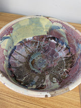 Tom Schoolcraft Handcrafted Art Pottery 8.5" Diameter Bowl Purple Blue Glaze