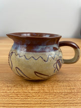 VINTAGE BROWN  MARY GRABILL GRAYLOR PRIMITIVE ART POTTERY CREAMER / PITCHER