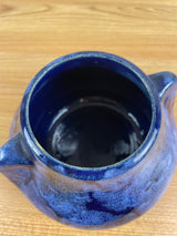 VINTAGE BRUSH MCCOY BLUE BLACK ONYX GLAZE URN, ART POTTERY PLANTER DOUBLE HANDLE