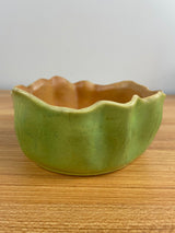 Roseville Florane 60-6 Green/Melon Bowl With Wavy Rim  - 6.5 In Diameter 1940