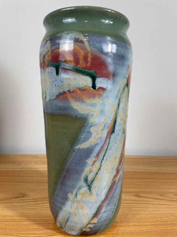 Vintage MCM Frank DiGangi Contemporary Pottery Vase Artist signed Di Gangi 10"