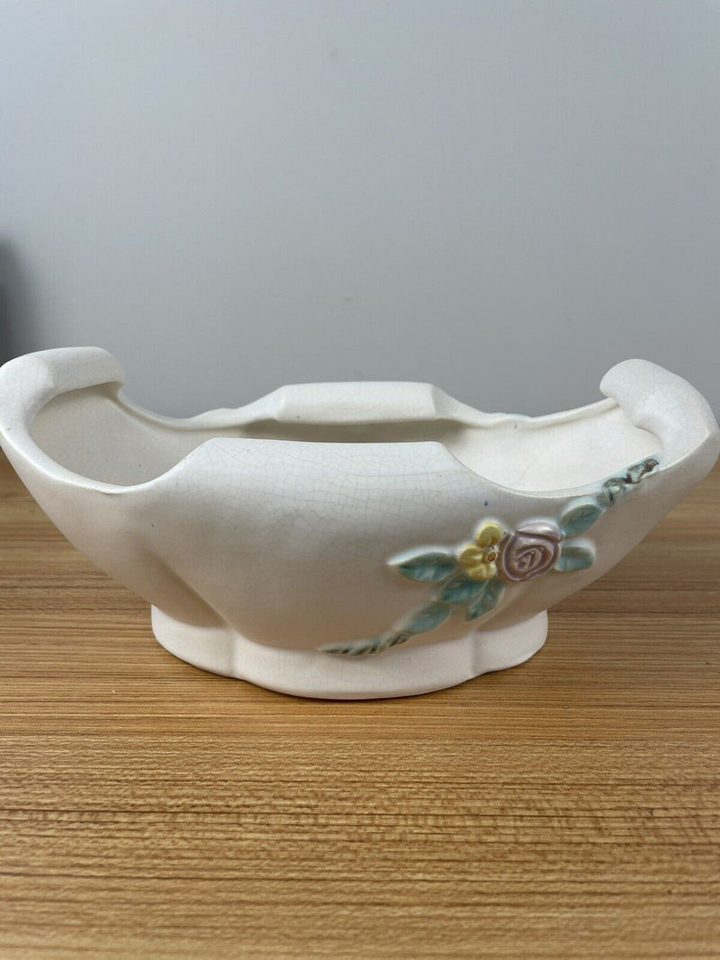 Weller Floral 1930s Vintage Art Pottery Flower Rope Curled End Console Bowl