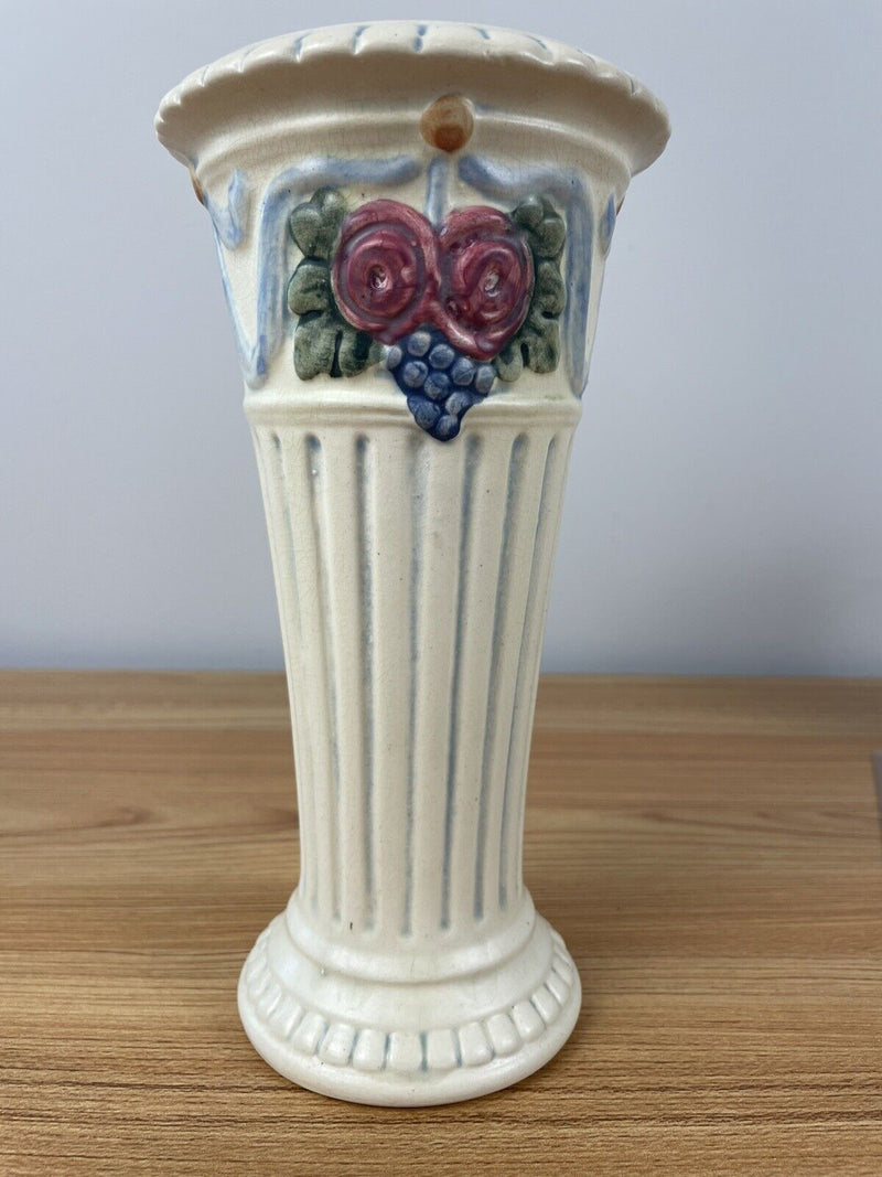 Antique Weller Roma Art Pottery Handled Bud Vase 8.5" Tall Uncommon Form