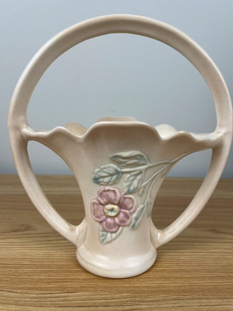 Hull Pottery Vase - Dogwood/Wild Rose Pattern #501 - Solid Cream Color 7 1/2"