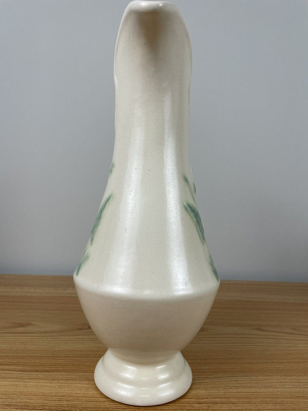 HULL ART POTTERY CALLA LILY 506-10" EWER GLAZED WHITE & GREEN VINTAGE PITCHER