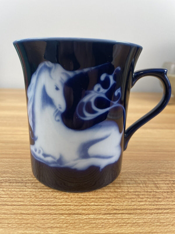 Vintage Takahashi Unicorn Mug - Cobalt Blue High Glaze with White Unicorn