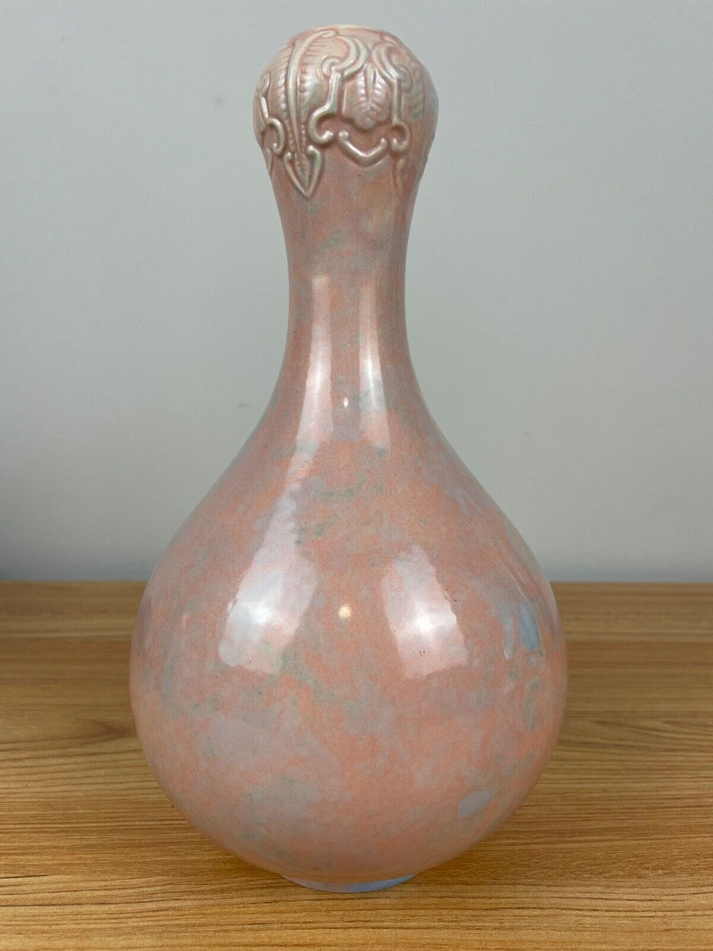 Vintage Gonder Art Pottery Bottle Vase Blue Green Pink Gloss Glaze 9.5" MCM