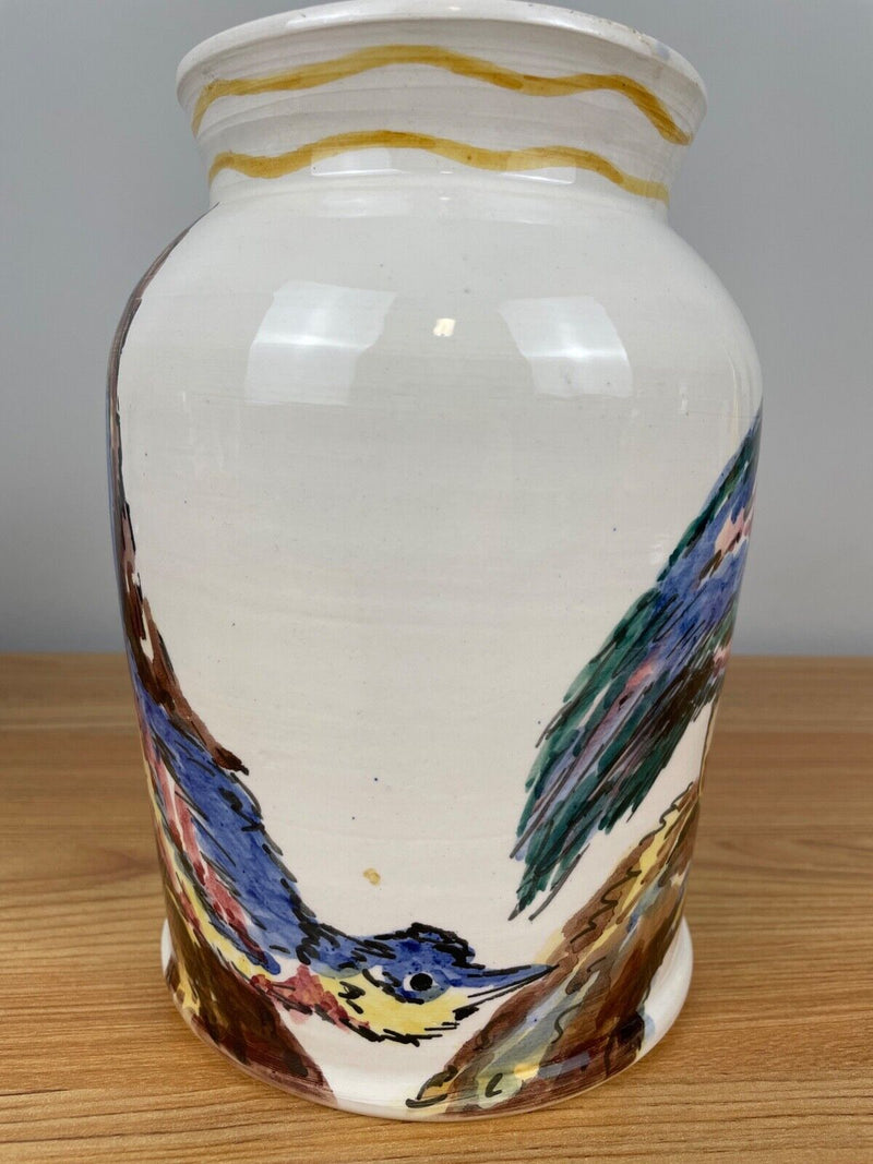 MCM Vintage Made In Italy Handpainted Abstract Birds Vase 8" Tall 743 Italy