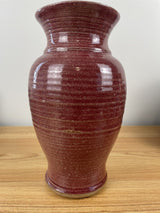 Vintage Red Glazed Southern Studio Pottery Mystery Artist 10" Tall Classic Vase