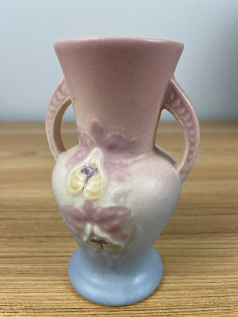 1930's Vintage Hull Art Pottery Matte Orchid 2 Handle Vase 303 - 4.5” -