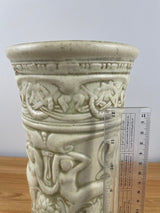 Antique Weller Pottery Vase 14” Clinton White Art Nouveau Mermaid ladies & vines