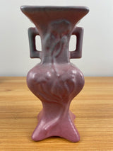 VINTAGE 8" TALL NILOAK ART POTTERY VASE PINK SQUARE FLORAL UNIQUE EXCELLENT