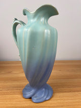 Weller Art Pottery Lido Vase Light Blue To Dark Blue Fade  Swirl Pitcher 10.5”