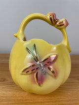 Vintage Hull Art Pottery Sunglow Basket Planter Yellow & Pink #84