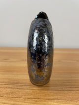 Elegant Arts Studio Pottery Black Glazed and Swirl Art Deco Iridescent Vase