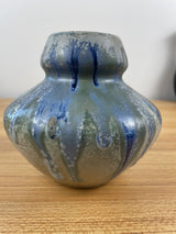 Charles Greber Listed Master Ceramist Antique Art Nouveau Gourd Vase Blue Gray