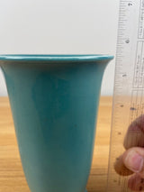 Vintage Cowan Lakeware Teal Flaring Art Pottery Vase  1940's Stamped 5.5" Tall