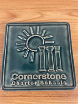 Pewabic Pottery 2011 Cornerstone Charter Schools 5x5 in. Blue Tile