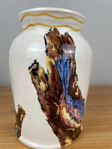 MCM Vintage Made In Italy Handpainted Abstract Birds Vase 8" Tall 743 Italy