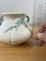 VINTAGE WELLER POTTERY Bouquet Line Pastel Cream Branch Handles F2 Vase 1930s