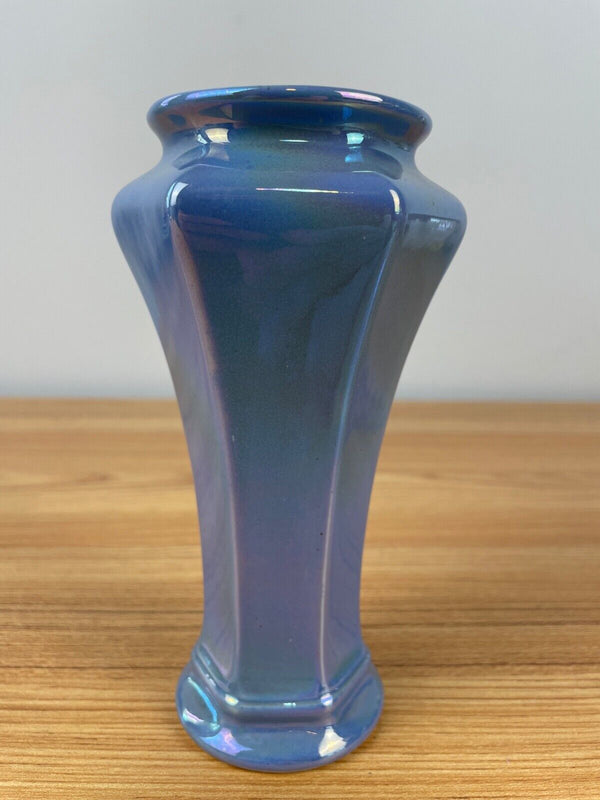 Vintage Cowan Pottery Larkspur Blue Lustre 6.5" Tall Hexagon Top Classic Vase