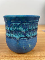 JT Abernathy art pottery Blue Abstract Vase signed Ann Arbor Cranbrook 3.5" Tall