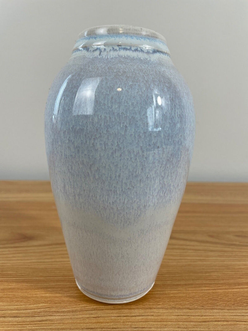 Leon Kula MCM Studio Pottery 6.5” Classical Vase Form Light Blue Glaze