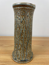 Vintage Brian Beam Dripping Green Ash Glaze Art Pottery 8.5" Tall Vase